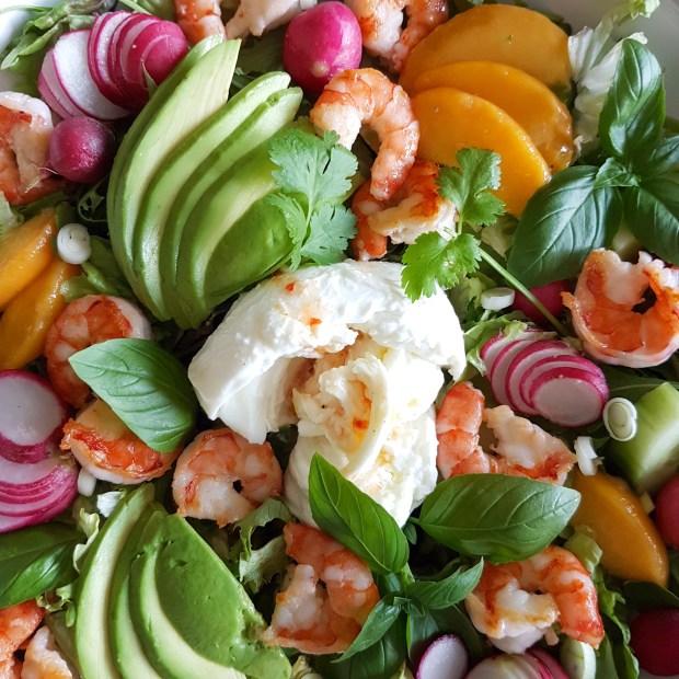 Peach Basil Shrimp Salad